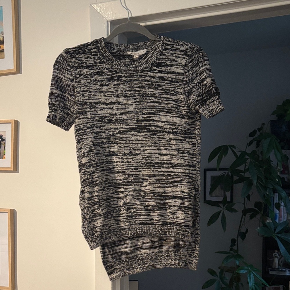 BCBGeneration Black & White Marled Knit Top